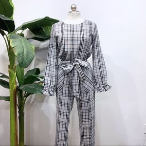 Orange Creek Gray Plaid Jumpsuit